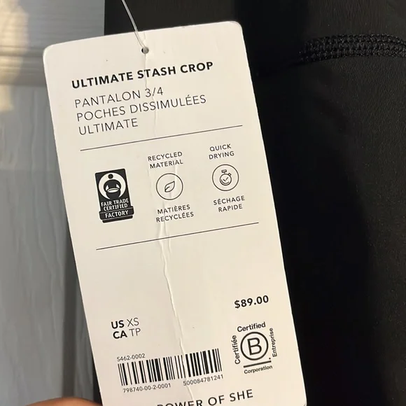 NWT Athleta Black Ultimate Stash Pocket Crop Leggings Capri Size XS - Picture 6 of 6